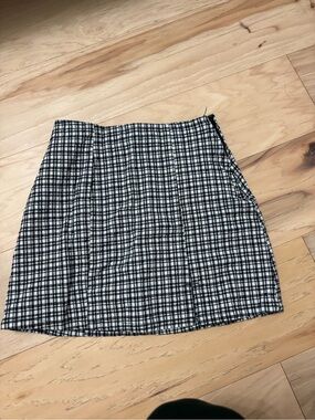BDG Black and White Plaid A-Line Mini Skirt